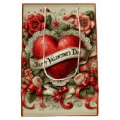 ハッピーバレンタインデー装飾イラストレーション ミディアムペーパーバッグ (裏面)