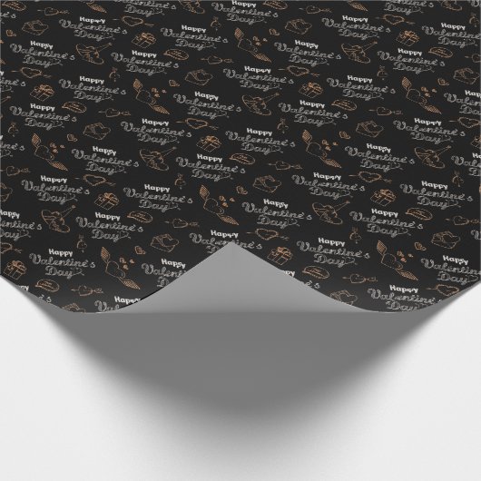 ハッピーバレンタインデー要素シームレスパターン ラッピングペーパー (角)
