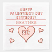 ハッピーバレンタインデー誕生日ハート名の年齢 箔ナプキン (正面)