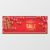 ハッピーバレンタインデー販売赤いハート金ゴールド文字 ウィンドウサイン (シート)