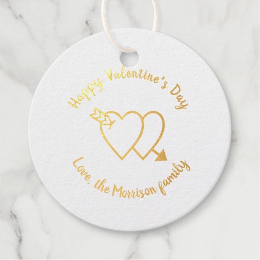 ハッピーバレンタインデー赤いハートカスタムスクリプト フェイバータグ (正面)