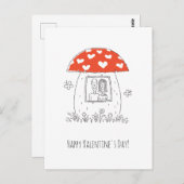 ハッピーバレンタインデー赤いハートキノコ愛好家 ポストカード (正面/裏面)