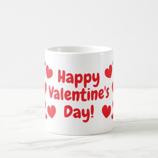 ハッピーバレンタインデー赤いハートコーヒーマグギフト コーヒーマグカップ (中央)