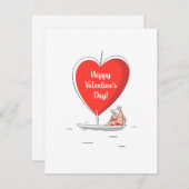 ハッピーバレンタインデー赤いハートシルボートラバー シーズンカード (正面/裏面)