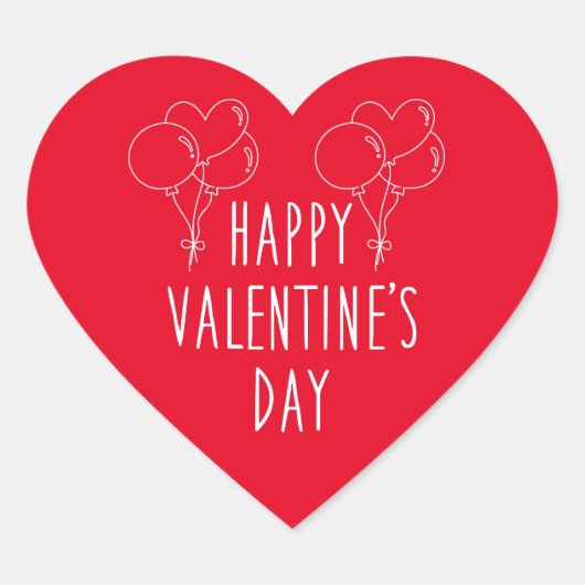 ハッピーバレンタインデー赤いハートシール ハートシール (正面)
