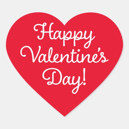 ハッピーバレンタインデー赤いハートシール ハートシール (正面)