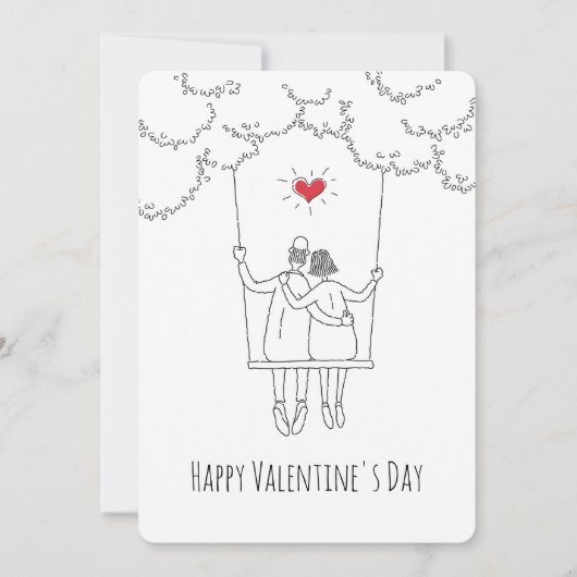 ハッピーバレンタインデー赤いハートスイングラバーズ シーズンカード (正面)