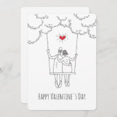 ハッピーバレンタインデー赤いハートスイングラバーズ シーズンカード (正面/裏面)