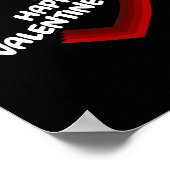 ハッピーバレンタインデー赤いハートデザイン ポスター (角)