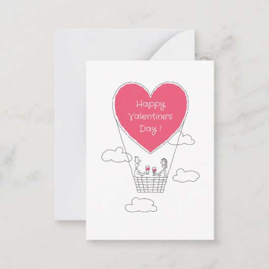 ハッピーバレンタインデー赤いハートバルーン対 ノートカード (正面)