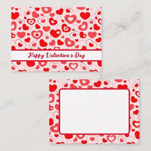 ハッピーバレンタインデー赤いハートフラットノートカード ノートカード (正面/裏面)