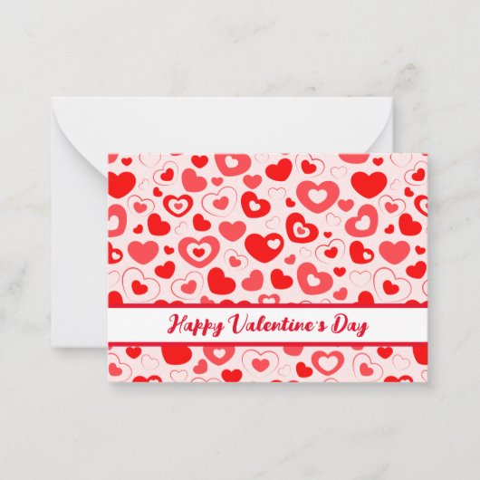 ハッピーバレンタインデー赤いハートフラットノートカード ノートカード (正面)