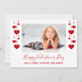 ハッピーバレンタインデー赤いハートフラットフォトカード シーズンカード (正面)