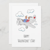 ハッピーバレンタインデー赤いハートラバーズフライト シーズンカード (正面/裏面)