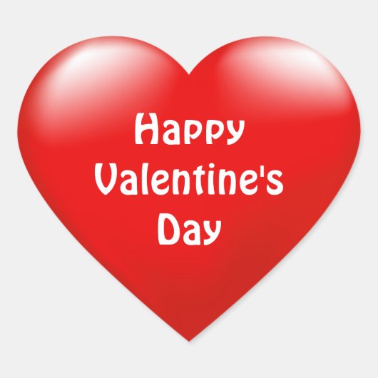 ハッピーバレンタインデー赤いハートラブシール ハートシール (正面)