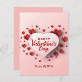 ハッピーバレンタインデー赤いハートラブ シーズンカード (正面/裏面)