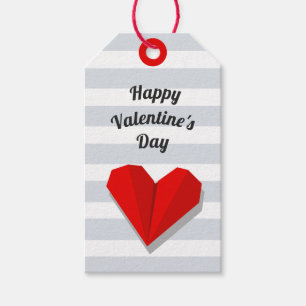 ハッピーバレンタインデー赤いハート折り紙ギフトラベル ギフトタグ