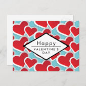 ハッピーバレンタインデー赤いハート シーズンポストカード (正面/裏面)