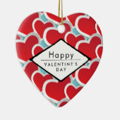 ハッピーバレンタインデー赤いハート セラミックオーナメント (右)