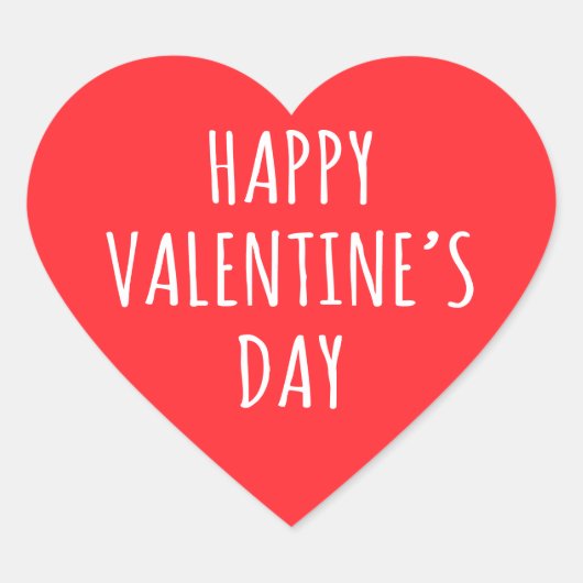 ハッピーバレンタインデー赤いハート ハートシール (正面)