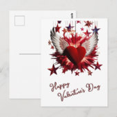 ハッピーバレンタインデー赤いハート ポストカード (正面/裏面)