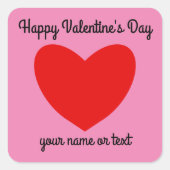 ハッピーバレンタインデー赤いハート#1ステッカー スクエアシール (正面)