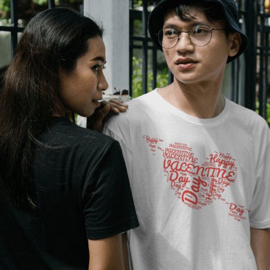 ハッピーバレンタインデー赤いハート Tシャツ