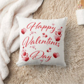 ハッピーバレンタインデー赤とピンクのハート枕 クッション (ブランケット)