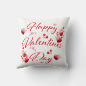 ハッピーバレンタインデー赤とピンクのハート枕 クッション (裏面)