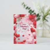 ハッピーバレンタインデー赤とピンクのハート シーズンカード (スタンド正面)