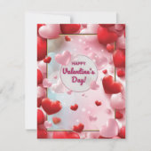 ハッピーバレンタインデー赤とピンクのハート シーズンカード (正面)