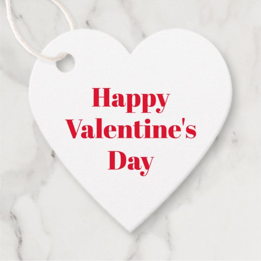 ハッピーバレンタインデー赤と白かわいいハート フェイバータグ (正面)