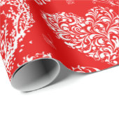 ハッピーバレンタインデー赤と白ハート ラッピングペーパー (ロールコーナー)