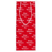 ハッピーバレンタインデー赤と白柄かわいい ワインギフトバッグ (裏面)