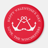 ハッピーバレンタインデー赤カスタム航海のいかり マグネット (正面)