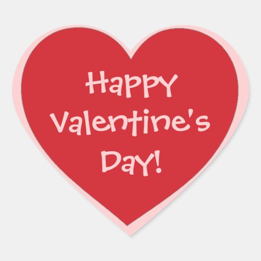 ハッピーバレンタインデー赤ピンクハートシール ハートシール (正面)