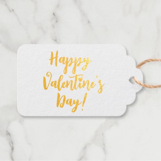 ハッピーバレンタインデー赤モダン文字タイポグラフィ ギフトタグ (正面 (横))