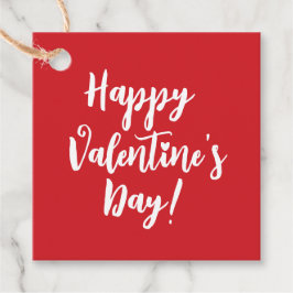 ハッピーバレンタインデー赤モダン文字タイポグラフィ フェイバータグ