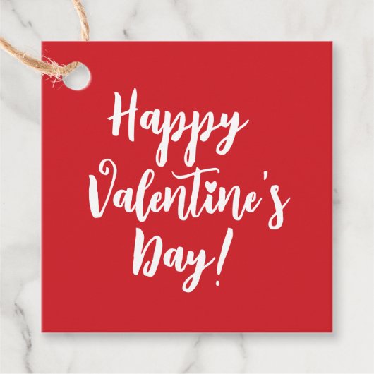 ハッピーバレンタインデー赤モダン文字タイポグラフィ フェイバータグ (正面)