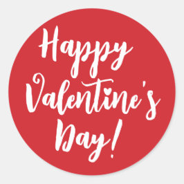 ハッピーバレンタインデー赤モダン文字タイポグラフィ ラウンドシール