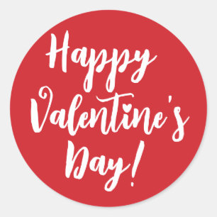ハッピーバレンタインデー赤モダン文字タイポグラフィ ラウンドシール