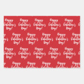 ハッピーバレンタインデー赤モダン文字タイポグラフィ ラッピングペーパーシート (正面)