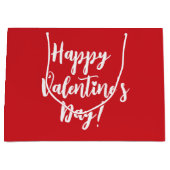 ハッピーバレンタインデー赤モダン文字タイポグラフィ ラージペーパーバッグ (正面)