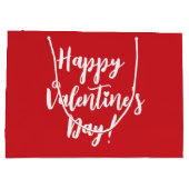ハッピーバレンタインデー赤モダン文字タイポグラフィ ラージペーパーバッグ (裏面)
