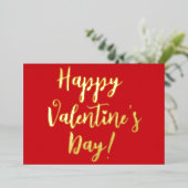 ハッピーバレンタインデー赤モダン文字タイポグラフィ 箔シーズンカード (立ち正面)