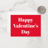 ハッピーバレンタインデー赤白モダンタイポグラフィ ノートカード (正面/裏面インサイチュ)