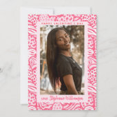 ハッピーバレンタインデー赤面ピンクジャングルハート写真 シーズンカード (正面)