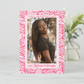 ハッピーバレンタインデー赤面ピンクジャングルハート写真 シーズンカード (スタンド正面)