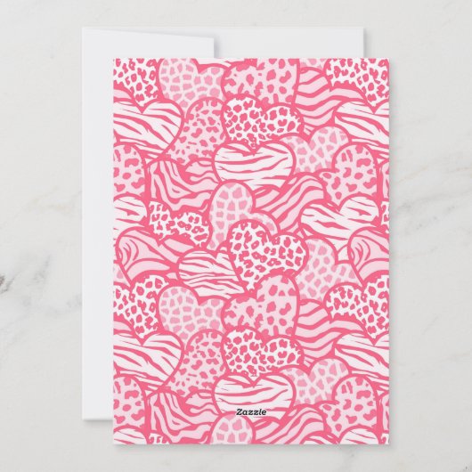 ハッピーバレンタインデー赤面ピンクジャングルハート写真 シーズンカード (裏面)