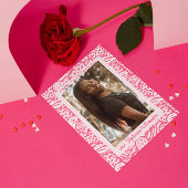 ハッピーバレンタインデー赤面ピンクジャングルハート写真 シーズンカード